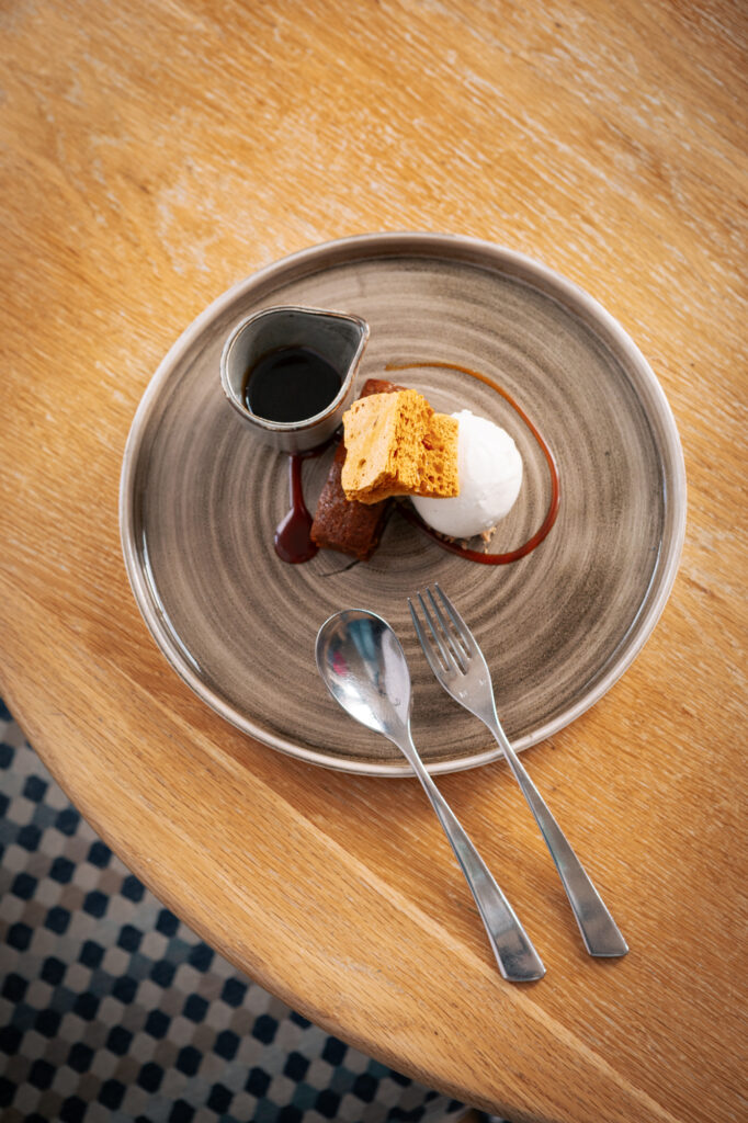 Sticky toffee pudding and honeycomb