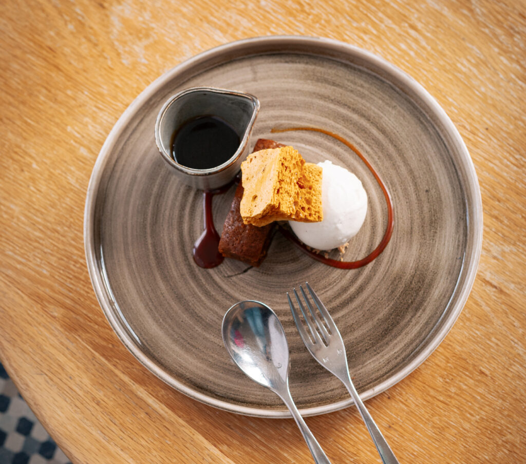 Sticky toffee pudding and honeycomb