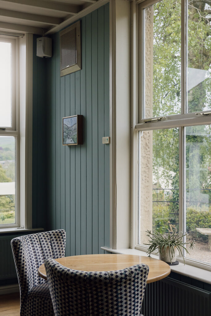 The bistro at The Fell Hotel with large views looking over the gardens
