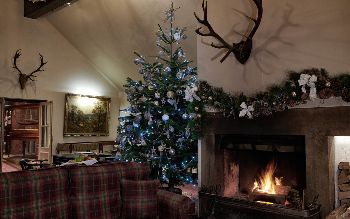 Christmas tree in hotel lobby