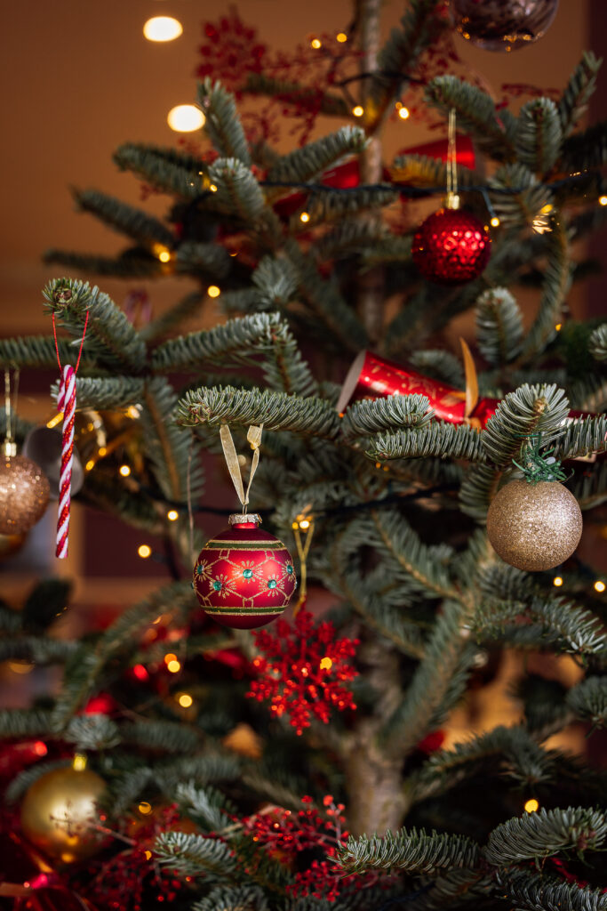 Christmas tree with red baubles
