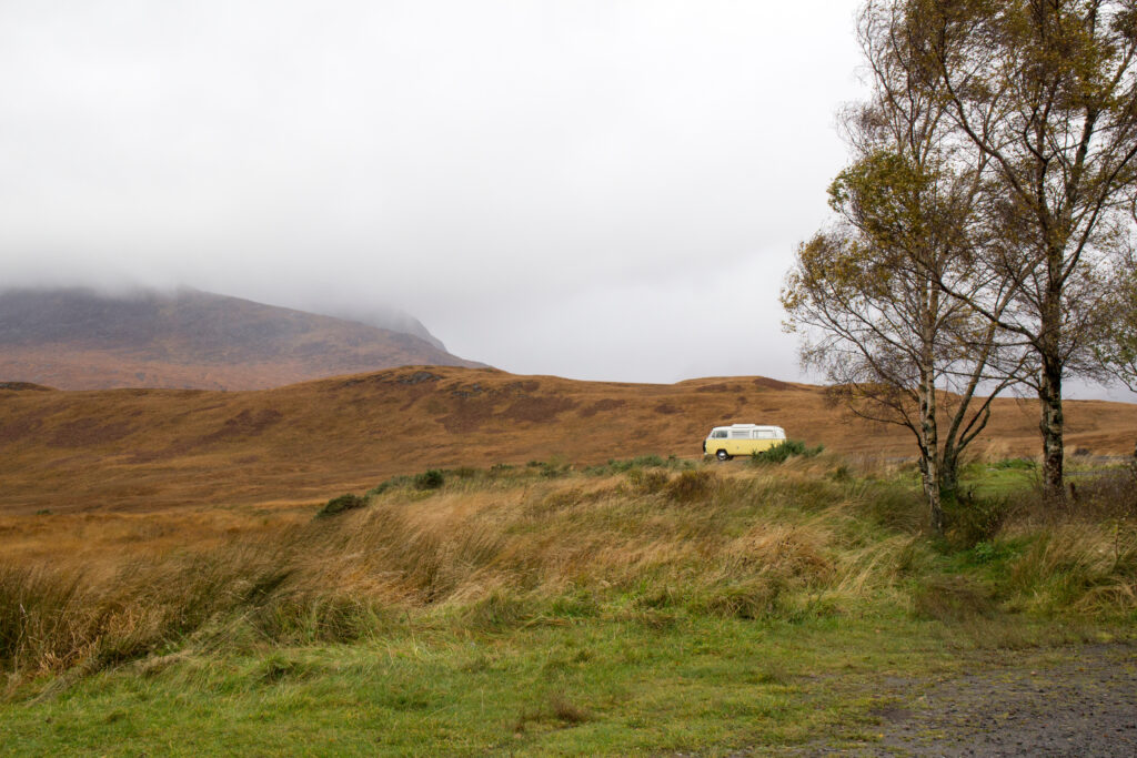 Van in the countryside in the Scottish Highlands