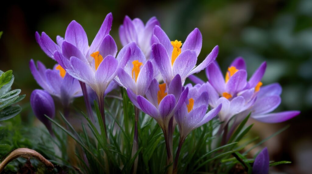 Purple crocus flowers