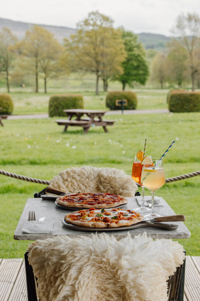 Pizza's on the Brasserie Terrace, with an Aperol & Limoncello Spritz